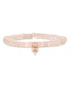 Sydney Evan 14k Yellow Gold Pink Opal & Diamond Evil Eye Heart Charm Beaded Stretch Bracelet In Pink/gold