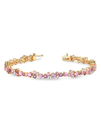 Sydney Evan 14k Yellow Gold Pink Sapphire, Amethyst & Diamond Glinda Bracelet In Multi