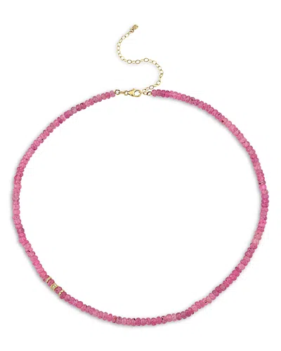 Sydney Evan 14k Yellow Gold Pink Sapphire & Diamond Collar Necklace, 17-20