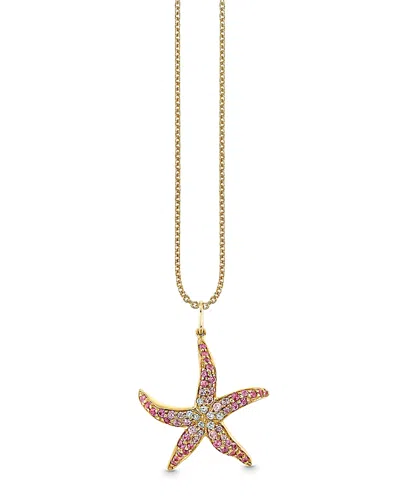 Sydney Evan 14k Yellow Gold Pink Sapphire & Diamond Ombre Starfish Pendant Necklace, 16-18
