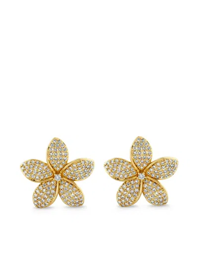 Sydney Evan 14k Yellow Gold Plumeria Diamond Stud Earrings
