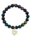 Sydney Evan 14k Yellow Gold Rainbow Tiger Eye & Diamond Cosmos Charm Bracelet In Multi