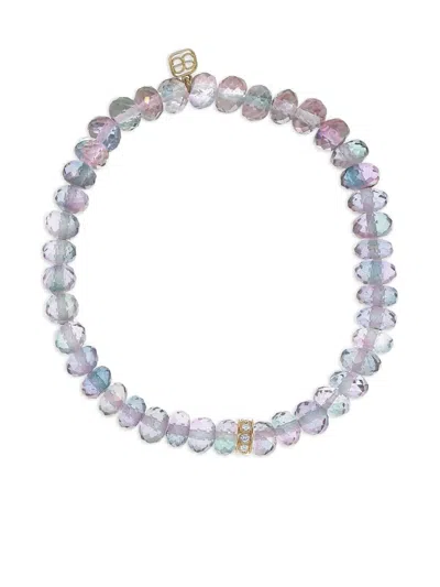 Sydney Evan 14k Yellow Gold Ranbow Quartz Diamond Bracelet In Metallic