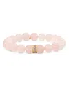 Sydney Evan 14k Yellow Gold Rose Quartz & Diamond Stretch Bracelet In Pink/gold