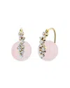 Sydney Evan 14k Yellow Gold Rose Quartz Bead & Diamond Huggie Hoop Earrings In Pink/gold