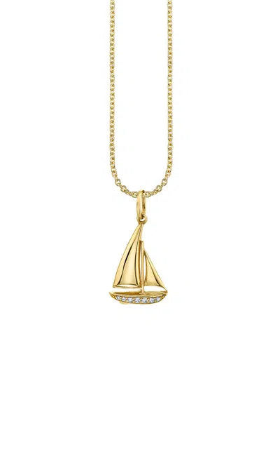 Sydney Evan 14k Yellow Gold Sailboat Charm Necklace