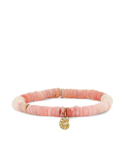 Sydney Evan 14k Yellow Gold Small Nautilus Opal And Diamond Bracelet In Pink