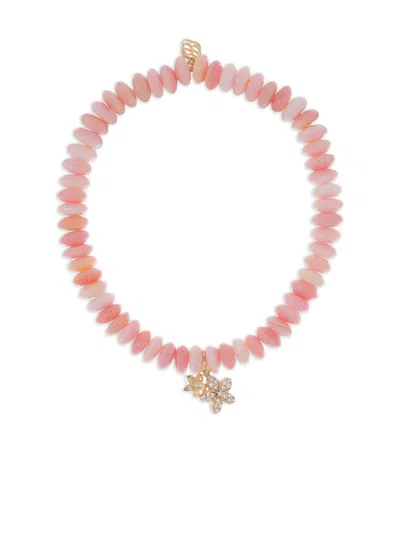 Sydney Evan 14k Yellow Gold Small Plumeria Diamond Bracelet In Pink