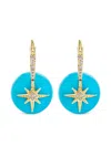 Sydney Evan Starburst 14kt Gold Earrings With Turquoise And Diamonds In Blue