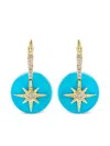 Sydney Evan Starburst 14kt Gold Earrings With Turquoise And Diamonds