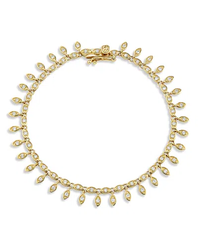 Sydney Evan 14k Yellow Gold The Terra Diamond Eye Eternity Fringe Bracelet In Purple