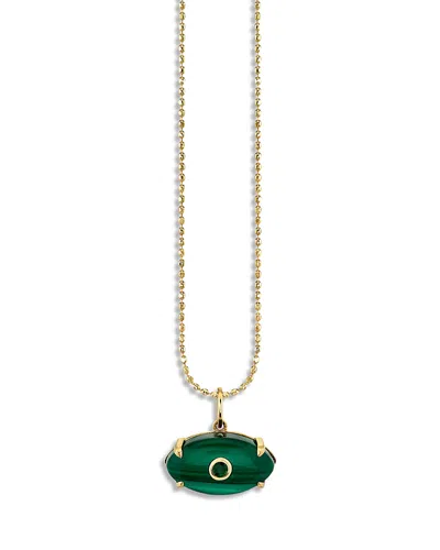 Sydney Evan 14k Yellow Gold The Terra Emerald & Malachite Protective Eye Pendant Necklace, 18