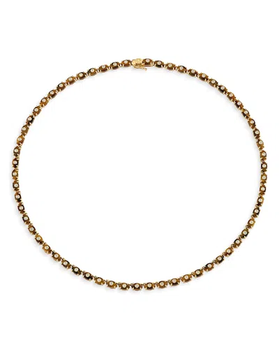 Sydney Evan 14k Yellow Gold Tiger Eye & Diamond Eternity Necklace, 16 In Brown