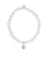 Sydney Evan 14k Yellow Gold Tiny Monstera Leaf Clam Charm Bracelet In White