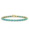 Sydney Evan 14k Yellow Gold Turquoise & Diamond Evil Eye Flex Bracelet In Blue/gold