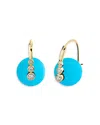 Sydney Evan 14k Yellow Gold Turquoise & Diamond Hoop Earrings In Blue