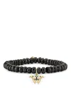 Sydney Evan 14k Yellow Gold Black Spinel & Emerald Enamel Moth Charm Bracelet In Black/gold