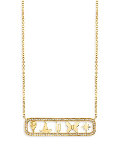 Sydney Evan 14k Yellow Gold Diamond Open Icon Pendant Necklace, 18