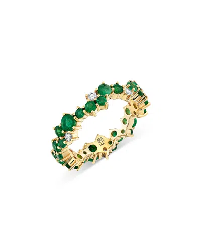 Sydney Evan 14k Yellow Gold Wicked Emerald & Diamond Emerald City Ring In Green