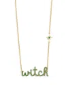 Sydney Evan 14k Yellow Gold Emerald Witch Script Pendant Necklace, 18 In Gold/green