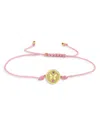 Sydney Evan 14k Yellow Gold Wicked Glinda Butterfly Tiny Coin Charm Cord Bracelet In Pink/gold