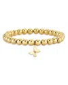 Sydney Evan 14k Yellow Gold Wicked Glinda Pink Sapphire Marquise Eye Butterfly Charm Beaded Bracelet In Gold