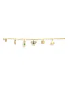 Sydney Evan 14k Yellow Gold Wicked Green Elphaba Multi Charm Chain Bracelet In Green/gold