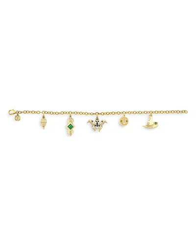 Sydney Evan 14k Yellow Gold Wicked Green Elphaba Multi Charm Chain Bracelet