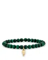 Sydney Evan 14k Yellow Gold Malachite & Emerald Accent Hot Air Balloon Charm Bracelet In Green/gold