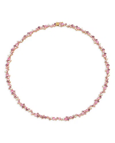 Sydney Evan 14k Yellow Gold Wicked Pink Sapphire, Amethyst, & Diamond Glinda Collar Necklace, 16