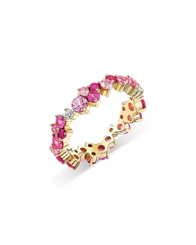 Sydney Evan 14k Yellow Gold Wicked Pink Sapphire, Amethyst, & Diamond Glinda Ring