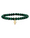 Sydney Evan 14k Yellow Gold Wicked Pure Emerald Hot Air Balloon Charm Beaded Stretch Bracelet In Gold