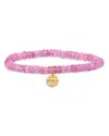 Sydney Evan 14k Yellow Wicked Glinda Pure Flower Charm Pink Beaded Bracelet In Gold