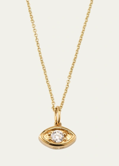 Sydney Evan 14k Yg Marquis Eye Charm Diamond Necklace In Gold