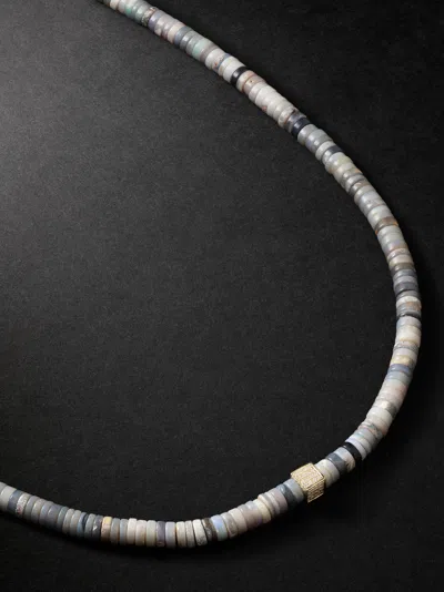 Sydney Evan 14-karat Gold, Diamond And Opal Beaded Necklace In Blue