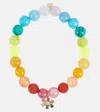 Sydney Evan 14kt Gold And Jade Beaded Bracelet With Diamond In Rainbow