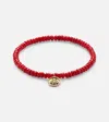Sydney Evan 14kt Gold Beaded Bracelet With Coral And Diamond In Red