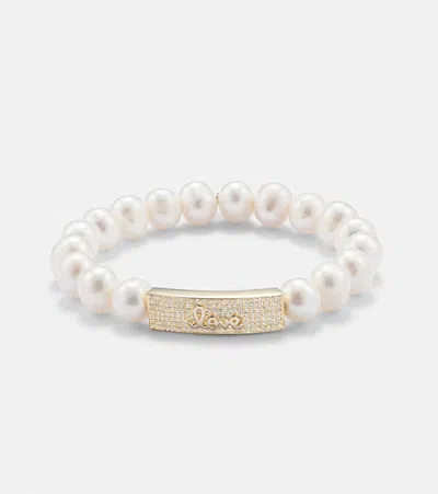 Sydney Evan 14kt Gold Bracelet With Diamonds And Pearl