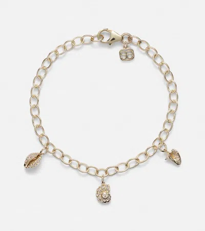 Sydney Evan 14kt Gold Charm Bracelet With Diamonds