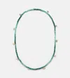 Sydney Evan 14kt Gold Charm Necklace With Emeralds In Green
