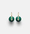 Sydney Evan 14kt Gold Earrings With Diamonds And Malachites In Green