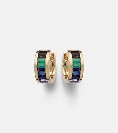 Sydney Evan 14kt Gold Hoop Earrings With Gemstones In Multicoloured