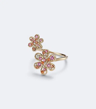 Sydney Evan 14kt Gold Ring With Sapphires And Diamonds
