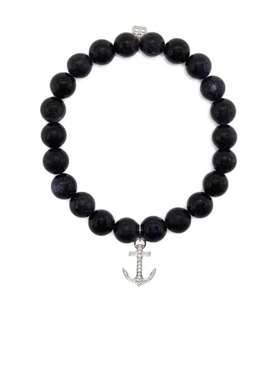 Sydney Evan 14kt White Gold Goldstone Beaded Bracelet In Blue