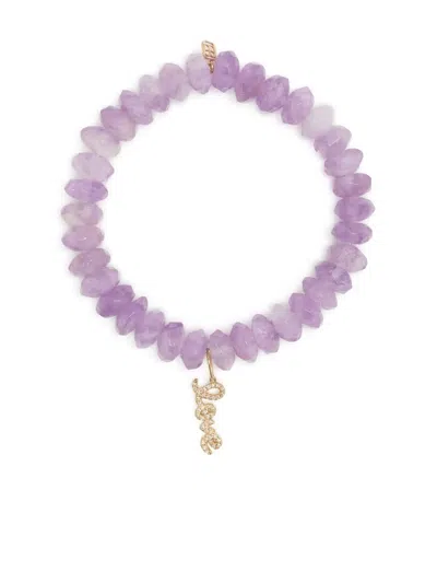 Sydney Evan 14kt Yellow Gold Amethyst Beaded Bracelet In Purple