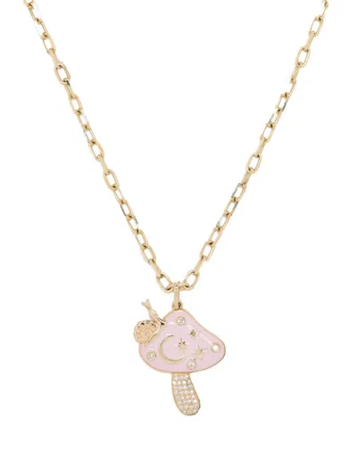 Sydney Evan 14kt Yellow Gold Celestial Mushroom Pendant Necklace