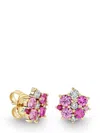 Sydney Evan 14kt Yellow Gold Cocktail Disc Diamond And Sapphire Stud Earrings In Gold