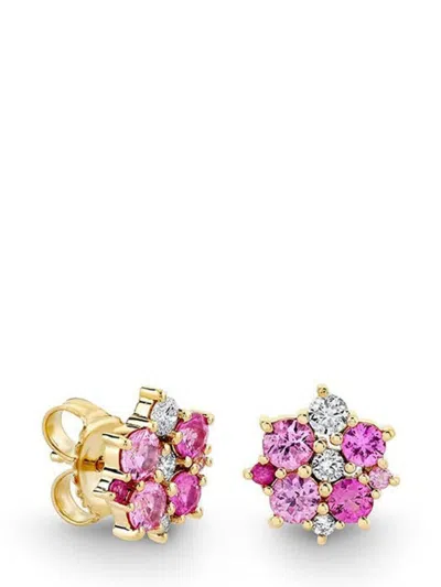 Sydney Evan 14kt Yellow Gold Cocktail Disc Diamond And Sapphire Stud Earrings