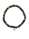 Sydney Evan 14kt Yellow Gold Evil Eye Agate Beaded Bracelet In Grün