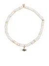 Sydney Evan 14kt Yellow Gold Evil Eye Beaded Bracelet In White